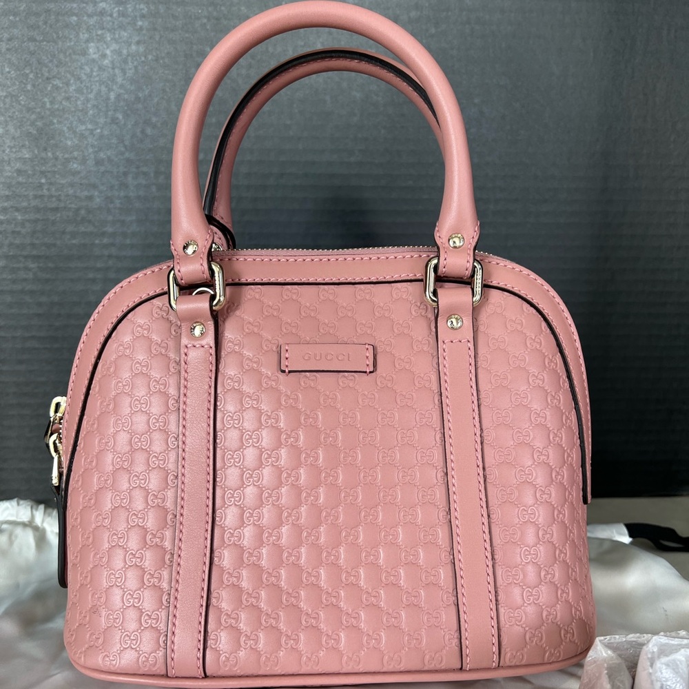 Brand new pink GUCCI Microguccissima Mini Dome Bag GG Motif Leather